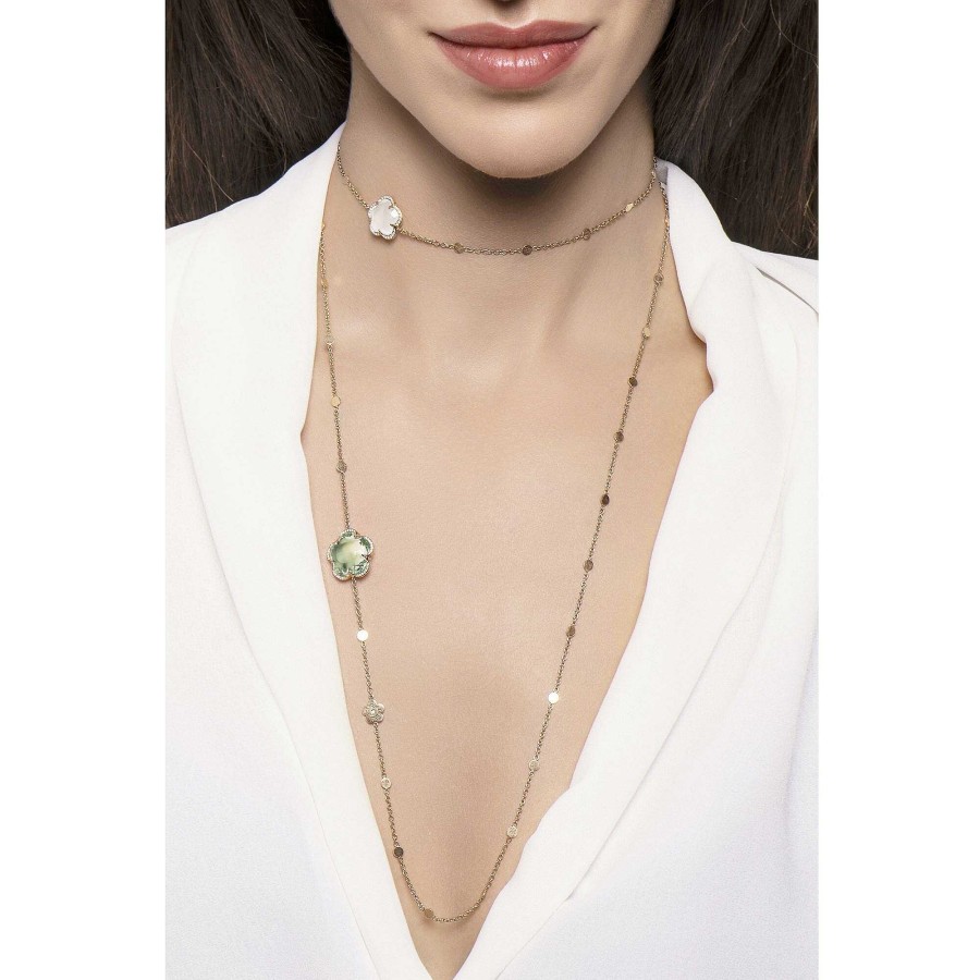 Colliers Pasquale Bruni | Collier Pasquale Bruni Bon Ton En Or Rose, Prasiolite, Quartz Et Diamants