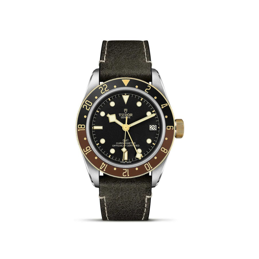 Montres Homme TUDOR | Montre Tudor Black Bay Gmt S&G Bo Tier En Acier 41 Mm, Bracelet En Cuir Brun