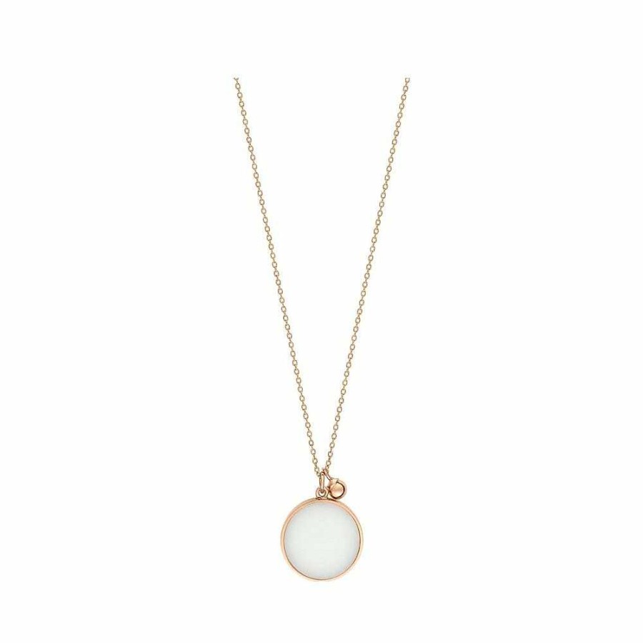 Colliers Ginette NY | Collier Ginette Ny Ever En Or Rose Et Agate Blanche