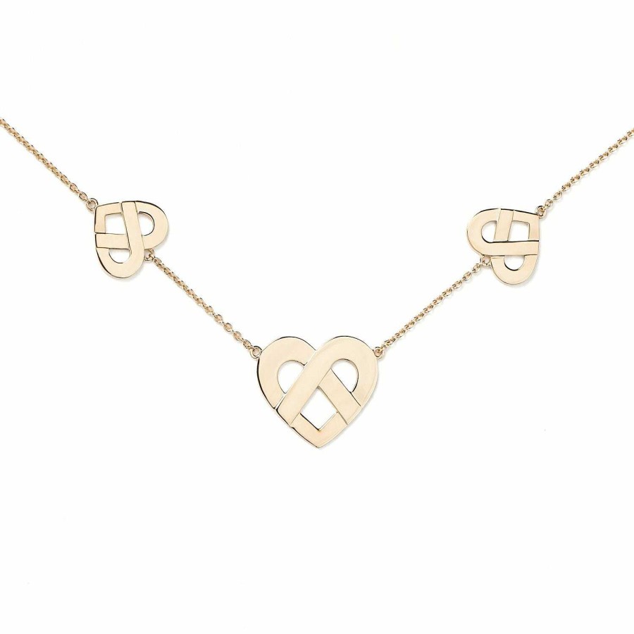 Colliers Poiray | Collier Poiray Coeur Entrelac En Or Jaune