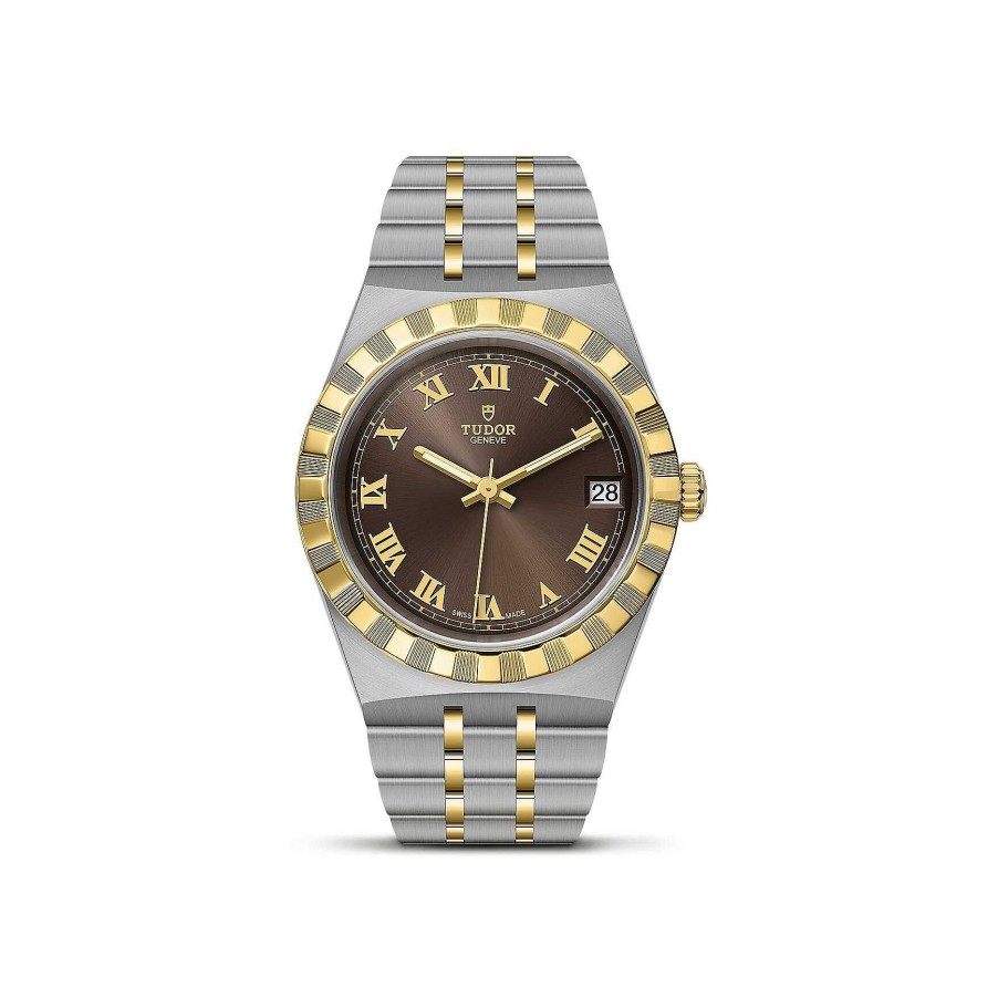 Montres Femme TUDOR | Montre Tudor Royal Bo Tier En Acier, 34 Mm, Lunette En Or Jaune