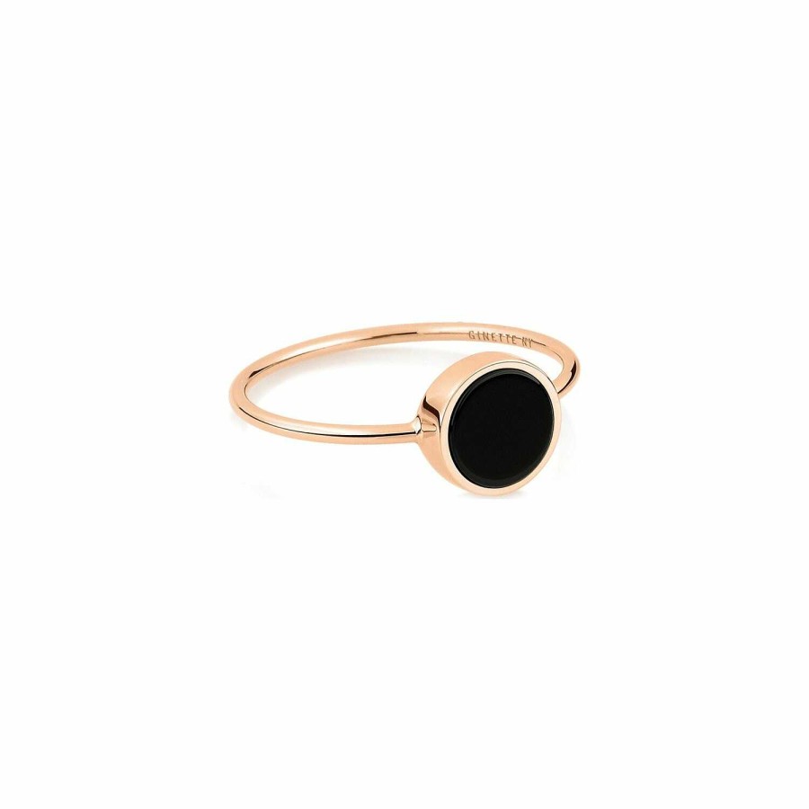 Bagues Ginette NY | Bague Ginette Ny Ever En Or Rose Et Onyx Noir