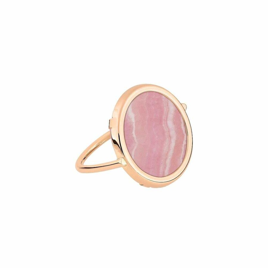 Bagues Ginette NY | Bague Ginette Ny French Kiss Disc En Rhodocrosite Et Or Rose