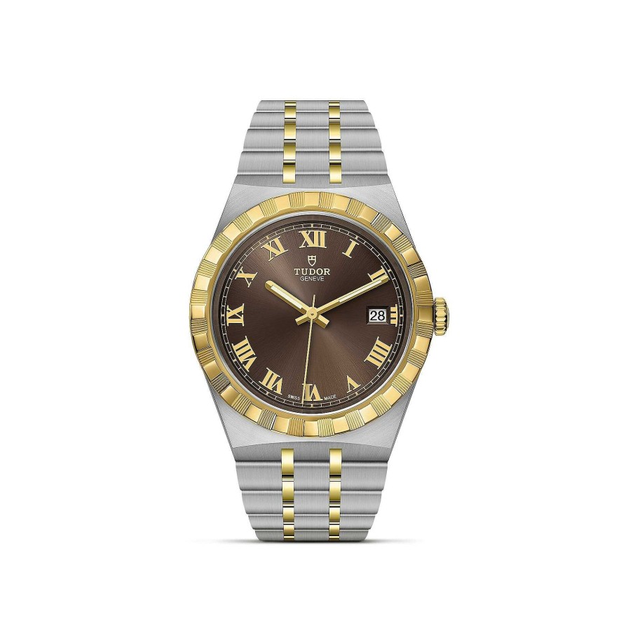 Montres Femme TUDOR | Montre Tudor Royal Bo Tier En Acier, 38 Mm, Lunette En Or Jaune