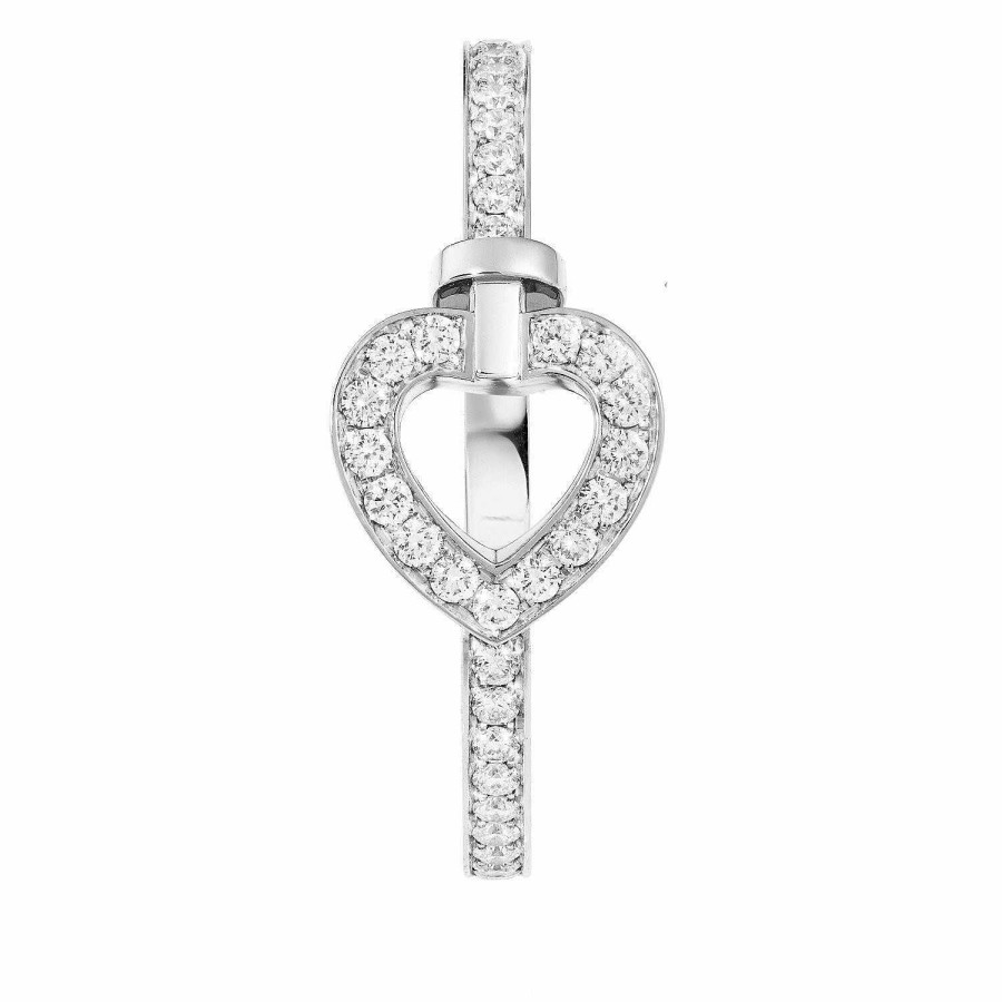 Bagues FRED | Bague Fred Pretty Woman Mini Mod Le En Or Blanc Pav De Diamants