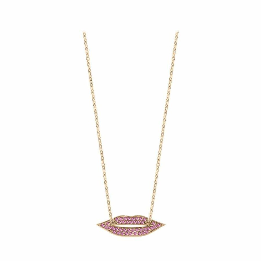 Colliers Ginette NY | Collier Ginette Ny French Kiss En Saphir Rose Et Or Rose