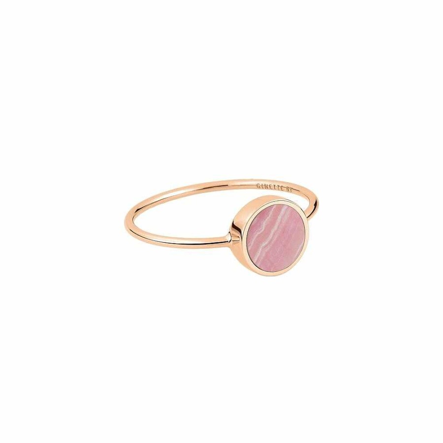 Bagues Ginette NY | Bague Ginette Ny Ever Mini Disc En Rhodocrosite Et Or Rose