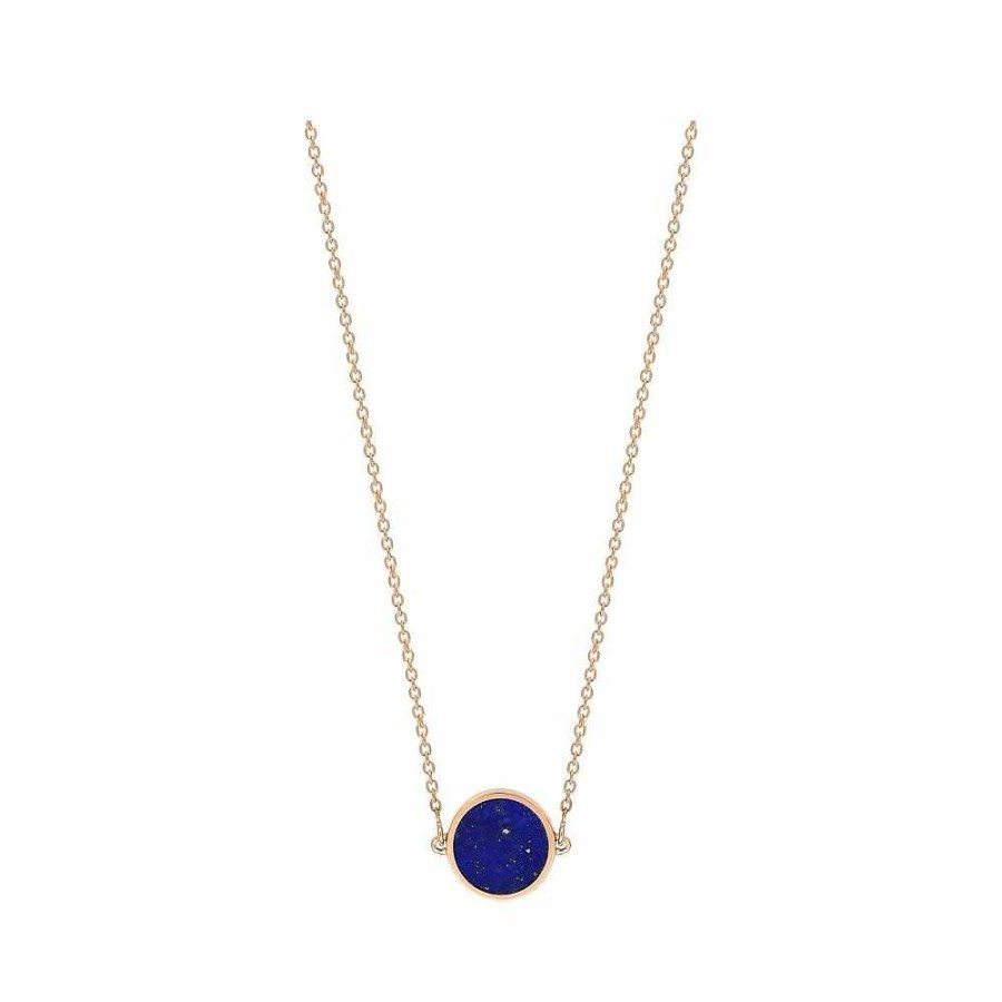 Colliers Ginette NY | Collier Ginette Ny Mini Ever Disc En Or Rose Et Lapis Lazuli