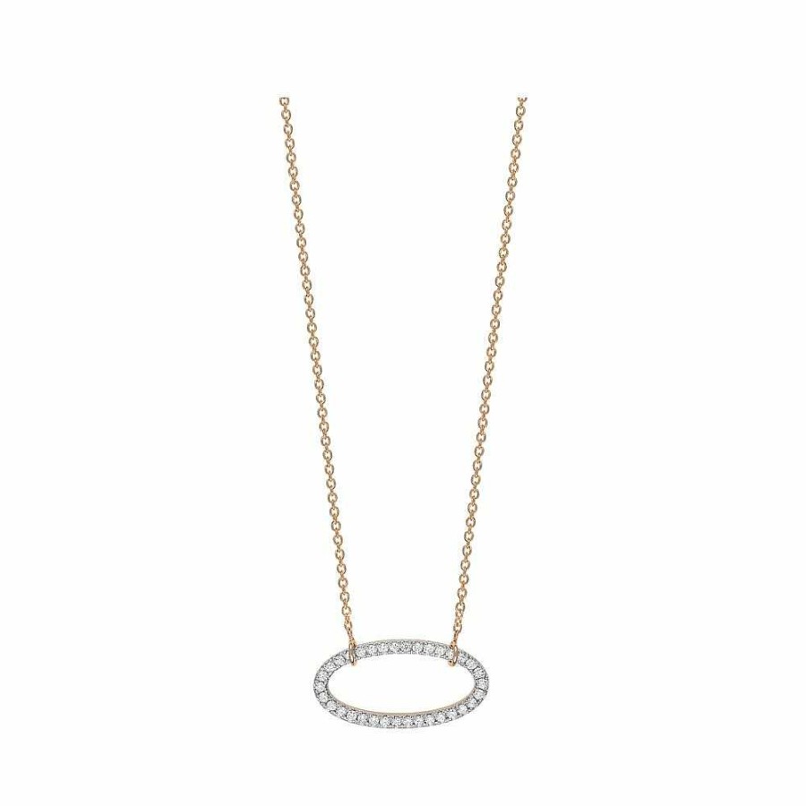 Colliers Ginette NY | Collier Ginette Ny Ellipses & Sequins En Or Rose Et Diamants