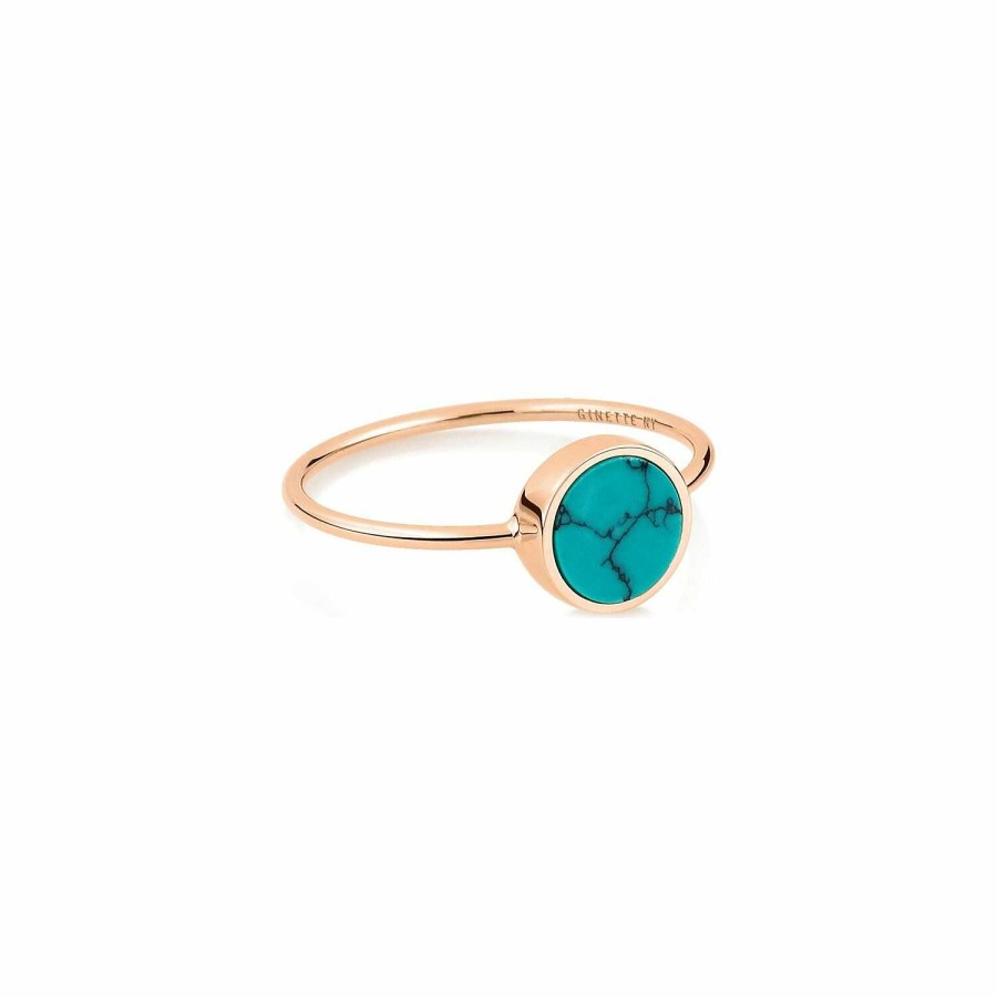 Bagues Ginette NY | Bague Ginette Ny Mini Ever En Or Rose Et Turquoise