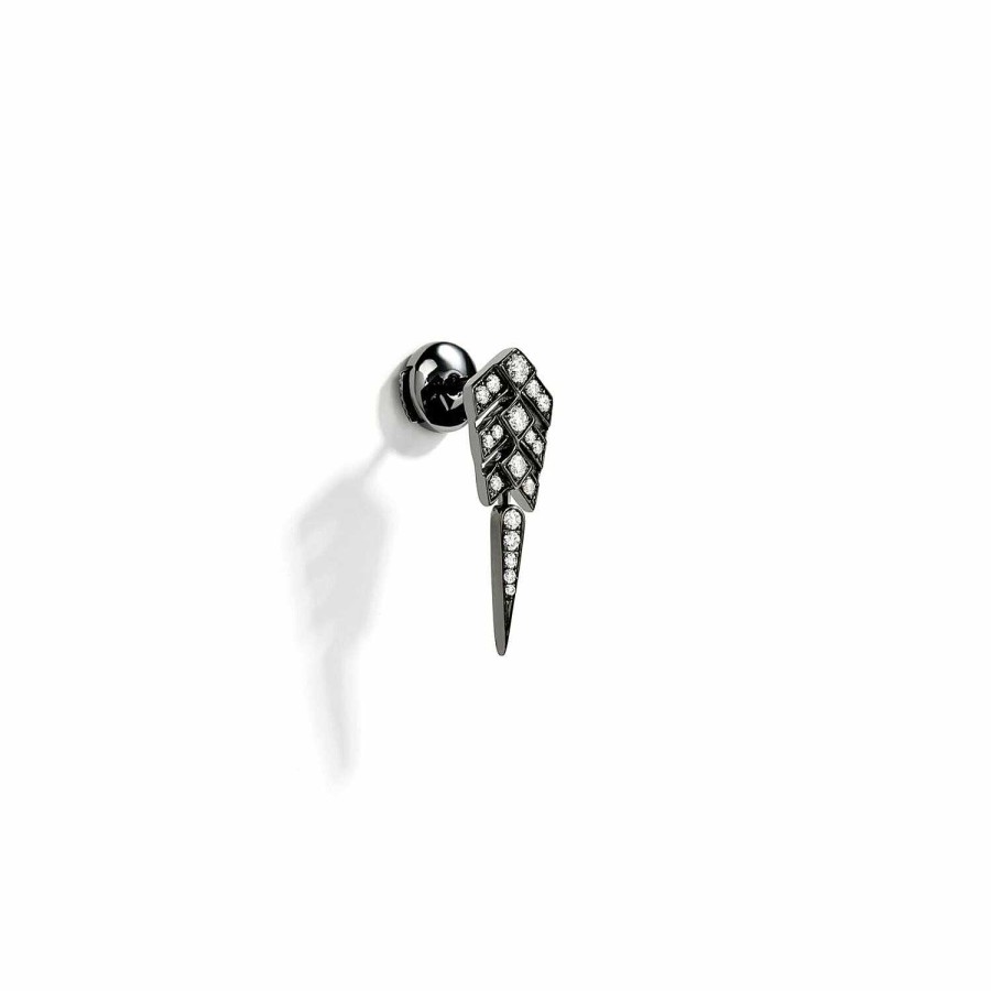 Boucles D'Oreilles Statement | Mono Boucle D'Oreille Statement Stairway En Argent Noir Rhodi Et Diamants