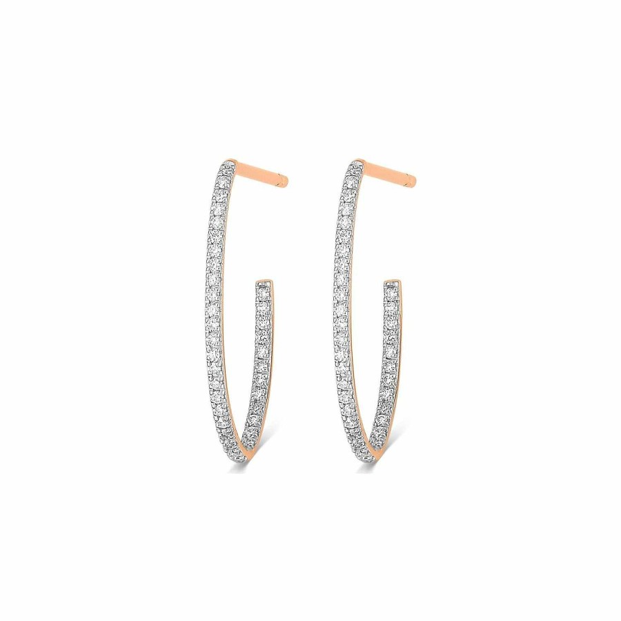 Boucles D'Oreilles Ginette NY | Boucles D'Oreilles Pendantes Ginette Ny Ellipses & Sequins En Or Rose Et Diamants