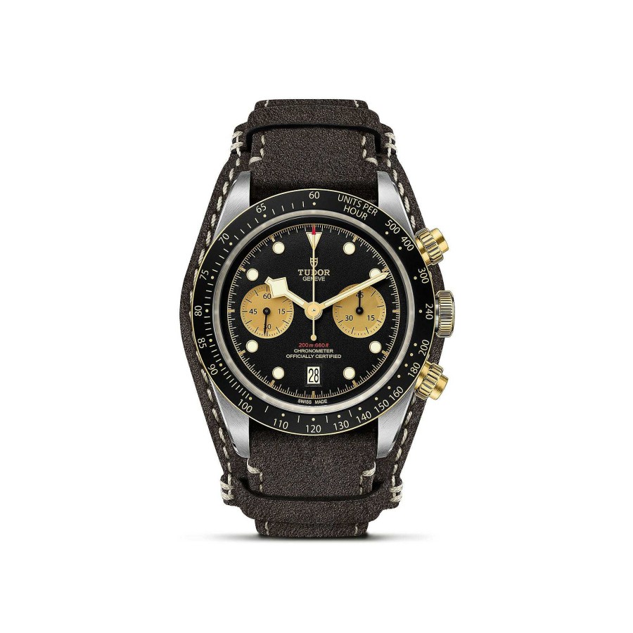 Montres Homme TUDOR | Montre Tudor Black Bay Chrono S&G Bo Tier En Acier 41 Mm, Bracelet En Cuir Brun