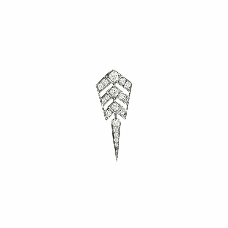 Boucles D'Oreilles Statement | Mono Boucle D'Oreille Statement Stairway En Argent Rhodi Pav E De Diamants