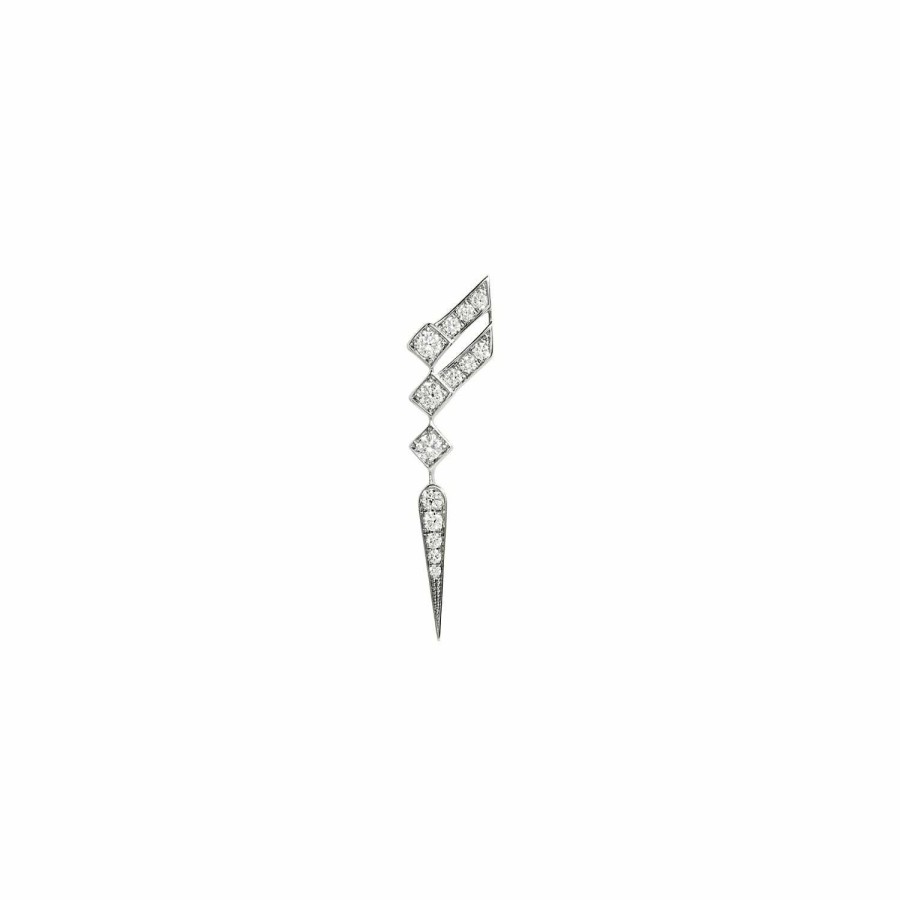 Boucles D'Oreilles Statement | Mono Boucle D'Oreille Statement Stairway En Argent Rhodi Pav E De Diamants