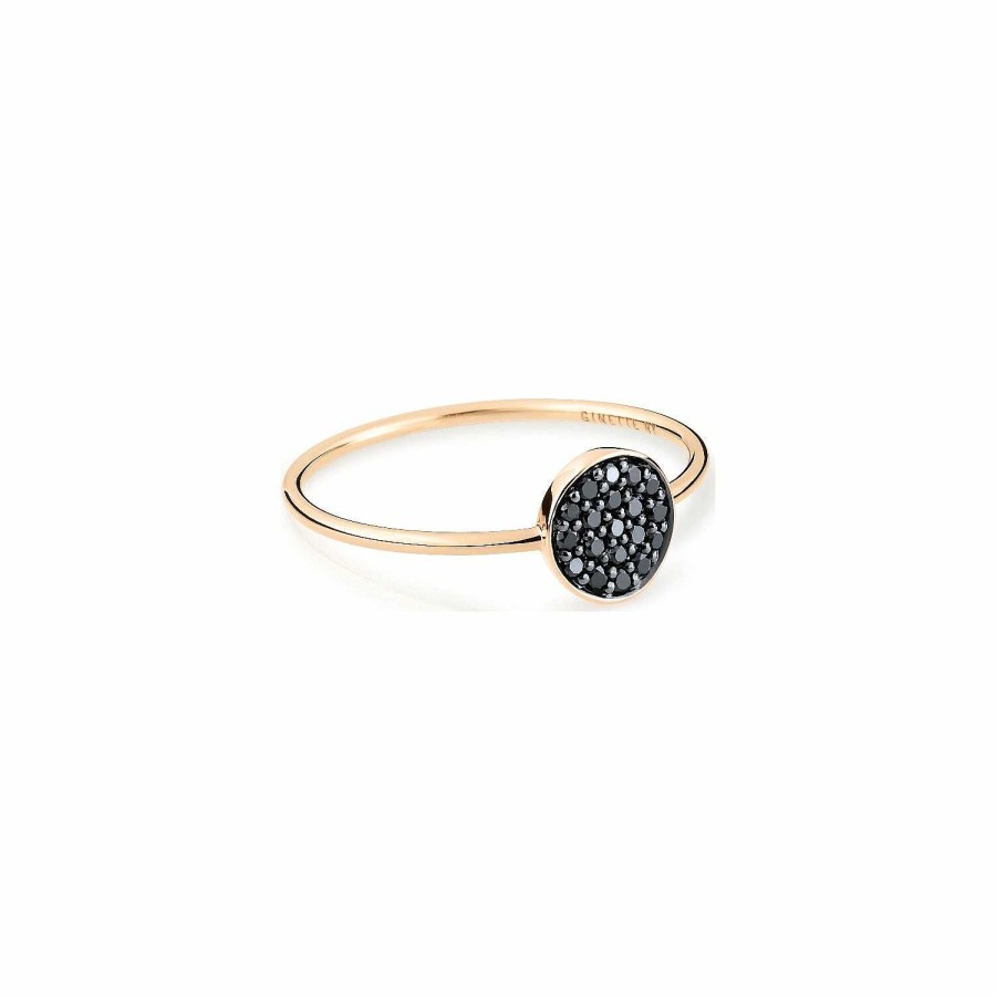 Bagues Ginette NY | Bague Ginette Ny Mini Ever En Or Rose Et Diamant Noir