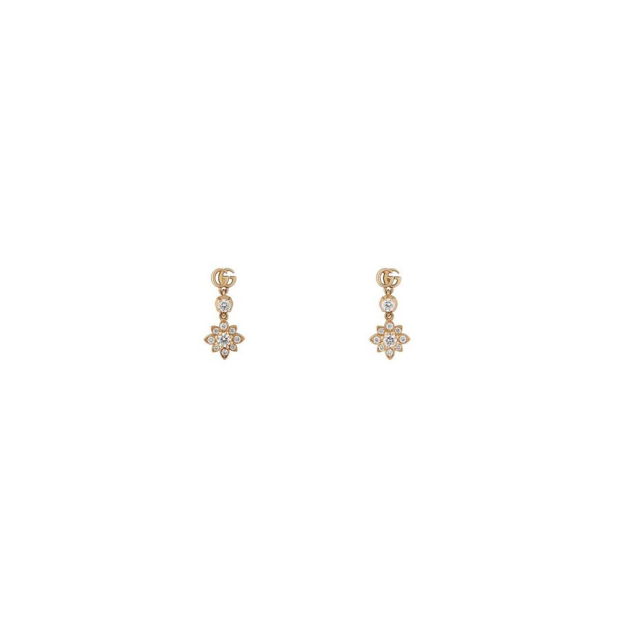 Boucles D'Oreilles Gucci | Boucles D'Oreilles Gucci Flora En Or Rose Et Diamants