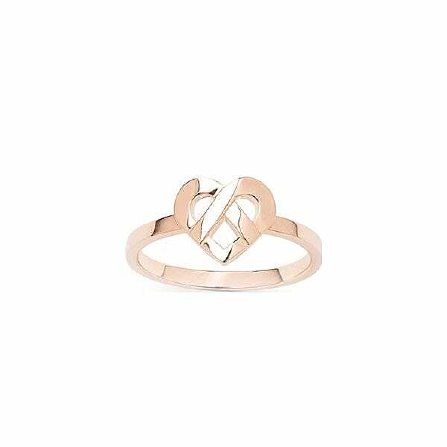 Bagues Poiray | Bague Poiray Coeur Entrelac En Or Rose