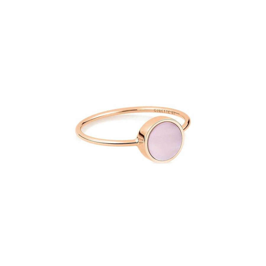 Bagues Ginette NY | Bague Ginette Ny Mini Ever Disc En Or Rose Et Nacre Rose