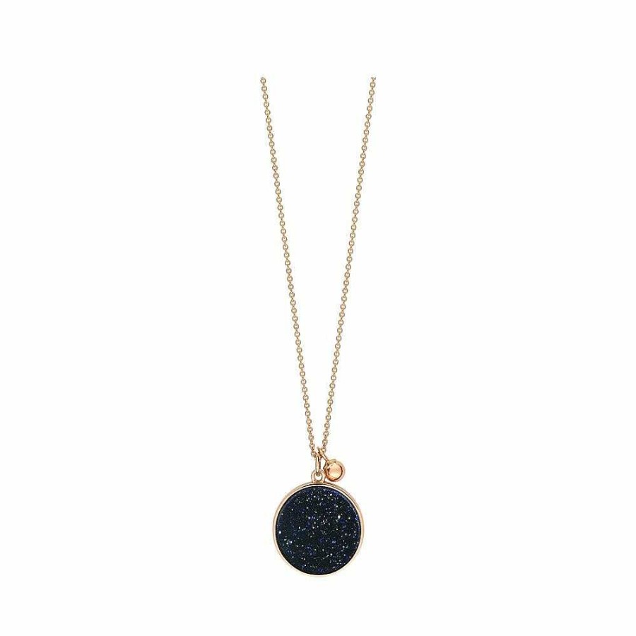 Colliers Ginette NY | Collier Ginette Ny Ever Disc En Or Rose Et Pierre De Sable Bleu