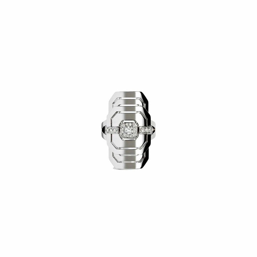 Bagues Statement | Bague Statement My Way En Argent Rhodi Semi-Pav E De Diamants