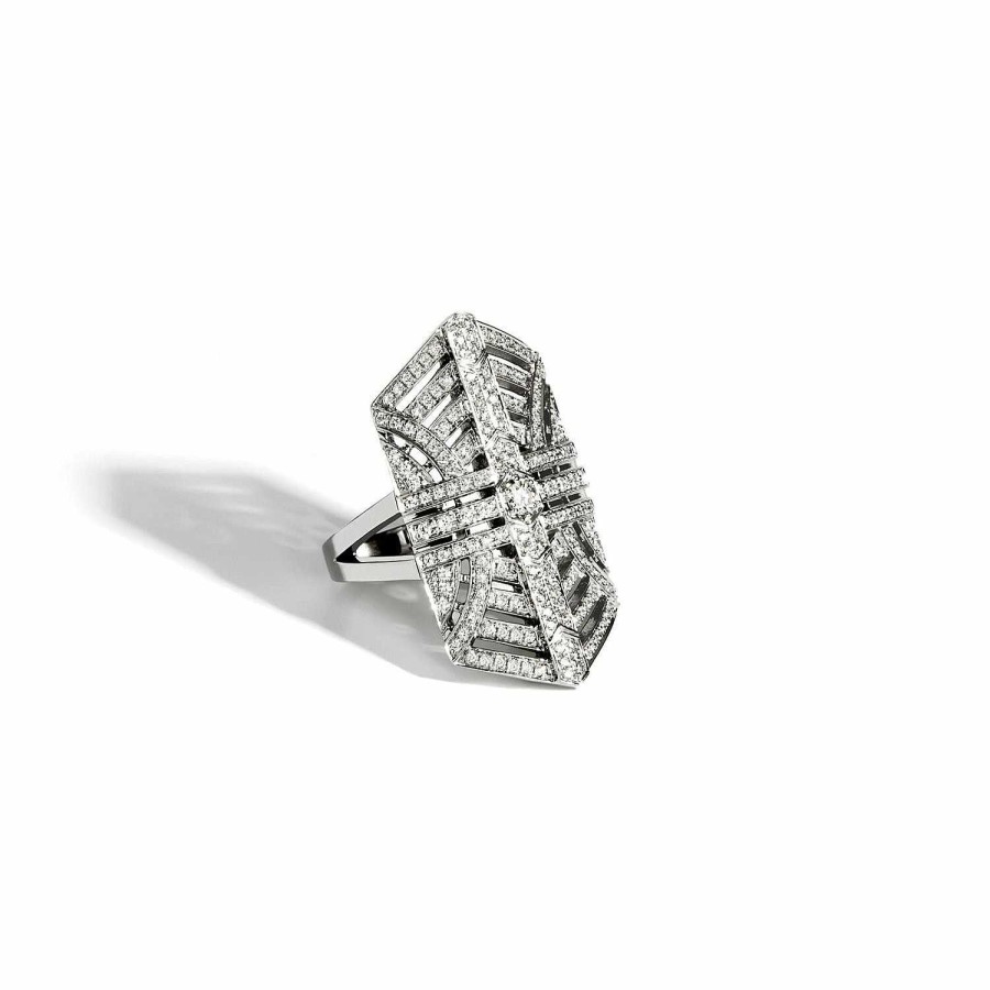 Bagues Statement | Bague Statement Stairway En Argent Rhodi Pav E De Diamants