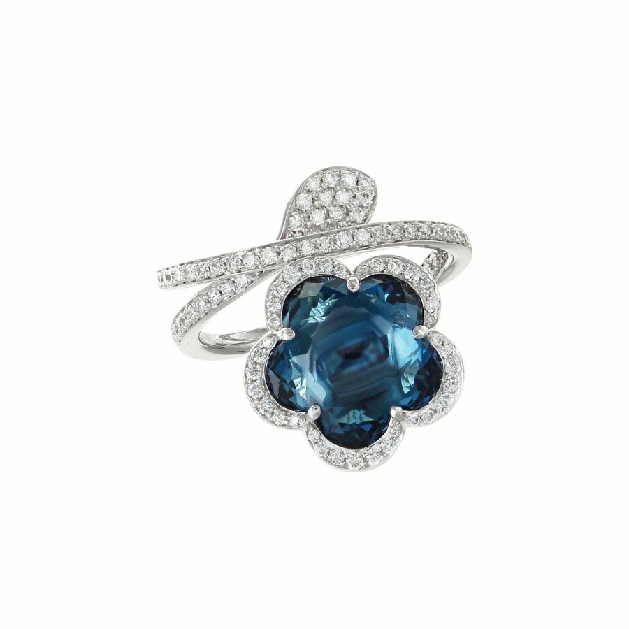 Bagues Pasquale Bruni | Bague Pasquale Bruni Bon Ton - Je T'Aime En Or Blanc, Topaze Bleue London Et Diamants