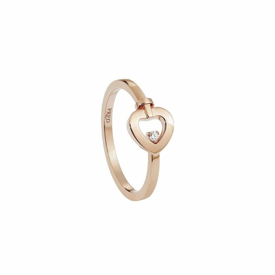 Bagues FRED | Bague Fred Pretty Woman Mini Mod Le En Or Rose Et Serti D'Un Diamant